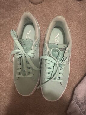 Puma Women's Sneakers in Mint Green Suede